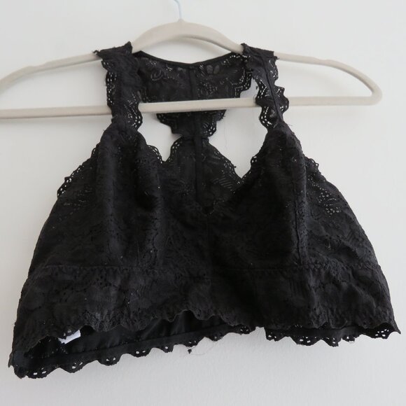 FELINA Lace Racerback‎ Wireless Bra Bralette Stretch Black - Size Medium - Picture 8 of 14